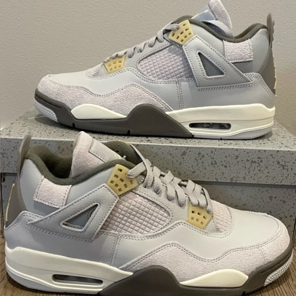 Jordan 4 Photonz Gray and Cream Sneakers Brand (worn slightly) - Picture 1 of 9